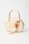 Cream Mini Scarf Gift Hand & Shoulder Bag – Faux Leather Bag with Scarf Gift - 2