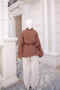 Brown Loose Muslin Kimono with Waist Belt and Pockets - 4
