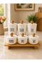 6-Piece Acrylic (Plastic) Jar Set with Wooden Stand 900-400 ml Vacuum Plastic Lid Wooden Handle Tea/Sugar/Coffee-Condiment Set