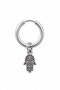 Unisex Silver Color Surgical Steel Dangle Fatma Hand Figured Hoop Earring 1 Piece