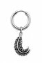 Unisex Silver Color Surgical Steel Dangle Curled Feather Figured Hoop Earring 1 Piece