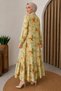 Peony Patterned Skirt Flounce Dress Tsd260257 Green - 6