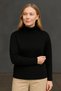 Women's Full-Length Turtleneck Knitwear Sweater Thick Ribbed - Black - 3