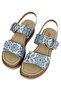 Women's Vegan Leather Blue Thick Sole Sandals - Aegean Tiles Design