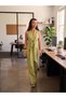 Women's Premium Oil Green 100% Natural Linen Double Vest and Trousers Set - 6