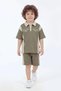 Boy's 100% Cotton Printed Short Sleeve Shorts 2-Piece Set M00846 Green - 2