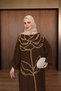 Women's Embroidered Linen Bat Sleeve Dress - 6