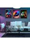 Neon Gaming Controller Headset 3 Piece Black Floating Frame Canvas Wall Art | 3x 30x40cm 12x16 inch | RGB Smoke Gamer Triptych - 5