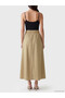 Özmarka New Season Green Elastic Waist 100% Cotton A-Line Skirt - 4