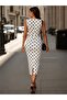 Women's Strappy Double-Breasted Collared Midi Single Jersey Dress with Waist Tie - 2