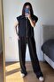 Black Parachute Fabric Detailed Modal Double Suit - 4110 - 4