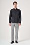 Black Hard Collar Long Sleeve Pocketless Slim Fit Cotton Shirt 1004260213 - 2