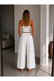 Women's Elastic Waist Wide Leg Gabardine Trousers - 3
