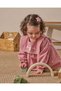Baby Girl Cotton Collar and Pocket Embroidery Detailed Powder Linen Dress - 3