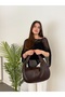 Women's Brown Premium Knitted Patterned Oversized Shoulder Bag with Large Internal Volume, Daily Hand and Shoulder Bag - 2