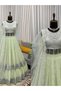 Pista Green Faux Georgette Gown & Lehenga Set - HRT7527 | Pista Green-Size:M-38-Inches - 4