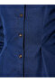 Dark Blue Dart Front Long Sleeve Denim Shirt - 4