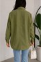 Women's Khaki Cotton Linen Single Pocket Wooden Button Bohemian Pinterest Oversize Loose Long Sleeve Shirt - 2