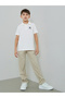 Boys Off White Chest Print Knitted Regular Fit Polo T-Shirt - 2