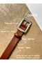 Women's Square Buckle Silver Belt Waist Belt Coat Belt Dress Belt Trouser Belt - 3