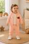 Baby Girl Love Embroidered Hooded Cardigan 3-Piece Top and Bottom Thin Seasonal Set 3-18 Months - 2