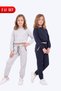 2-Piece Round Neck, Elastic Waist, Cropped Cut, 4-Piece Girls' Top and Bottom Tracksuit Set