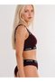Women's Burgundy Ribbed Love Strap Bralet Slip Panties Underwear Set - 3