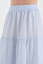 Women's buckle detailed lined belt elastic design long skirt - 6