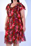 Women's Plus Size Flounce Chiffon Dress Red - 8