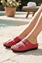 Red Double Buckle Comfort Sole Daily Women's Slippers - 3
