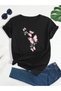 Women's Black Flying Butterflies Printed Oversize T-Shirt