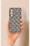 Samsung S26 Compatible Flower Motif Checkered Pattern Silicone Case