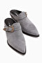 Sanida Genuine Leather Gray Closed-Front Heeled Women's Slippers - 4