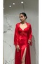 6 Piece Satin Lace Detailed Dowry Suit Bridal Bundle Nightgown Pajama Dressing Gown Set |   Shorts Set Nightgown Pajama Set - 4