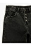 Cotton Button Detailed Adjustable Waist Elastic Black Girls' Jeans 6Wkg40022Ad - 3