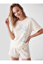 Lcw Dream Ecru Printed Women's Shorts Pajama Set - 2