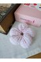 Pink Gingham Puff Scrunchie Elastic Hair Tie 10 cm - Fluffy Elastic Bagel Hair Bun Clip - 2