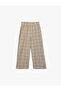 High Waist Elastic Waist Plaid Wide Leg Pants - 2