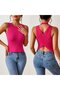 Women's Zero Sleeve Back Cross Detail Knitwear Blouse - 3