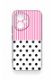 Honor 400 Compatible Pink Striped Polka Dot Patterned Silicone Case - 2