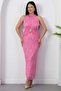 Halter Neck Dress with Waist Buckle and Tie Grs4023 - 6