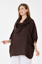 Brown Italian 100% Linen Degaje Collar Poncho Linen Blouse Size 42 - 50 - 4