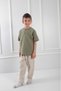 Boy's 100% Linen Suit |   Short Sleeve T-Shirt and Relaxed Fit Pants Kids' Set - 3
