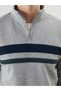 Lcwaikiki Classic Gray Stand Collar Long Sleeve Striped Men's Sweatshirt - 3
