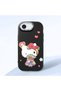 iPhone 17E Compatible Case with Camera Protector Black Silicone Couple Phone Case with Kitty Pattern