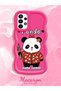 Samsung Galaxy A23 Compatible Case Camera Protector Red Silicone Couple Phone Case Panda Pattern - 2