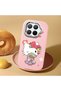 Mi 15t Pro Compatible Case Camera Protector Pink Silicone Couple Phone Case with Kitty Pattern - 2