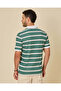 Men Green And White Striped Polo Shirt - 3
