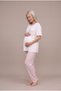 Women's Powder Flounce Sleeve New Season Maternity Pajama Set with Robe - 5