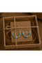 Blue Beaded Handmade Hoop Earrings - Diameter 4 cm - 3